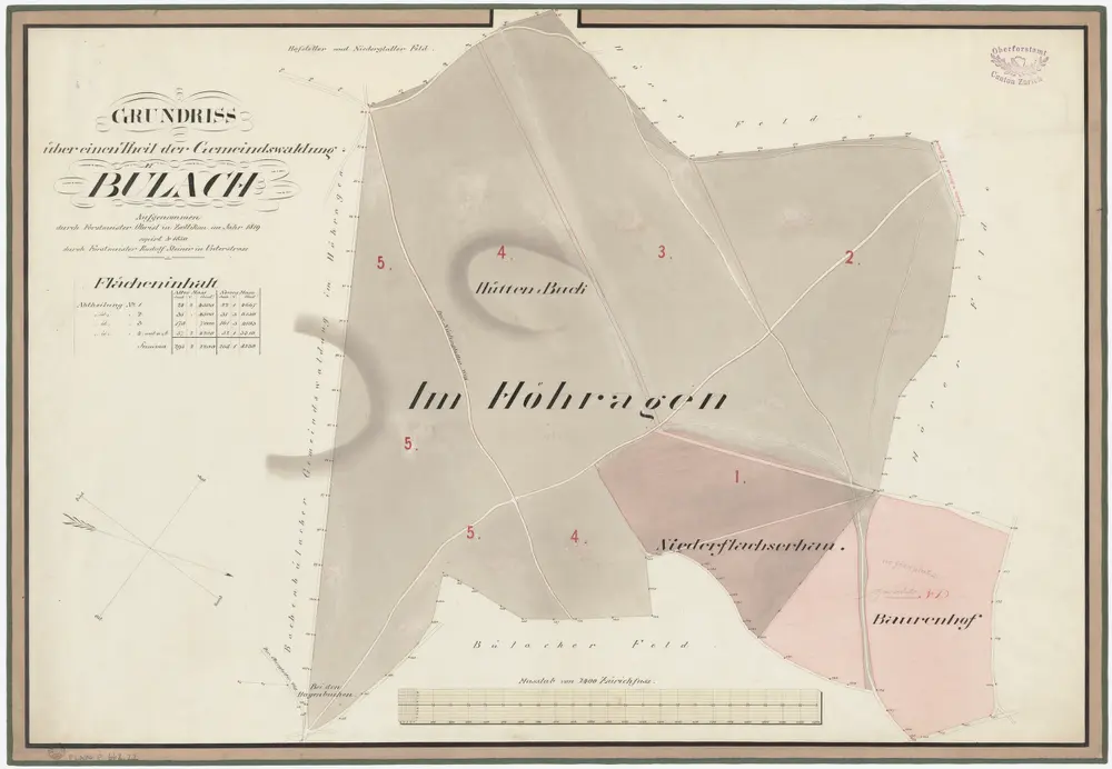 Bülach, Bachenbülach, Hochfelden: Gemeindewaldungen Bülach und Bachenbülach: Bülach: Höhragen; Grundriss