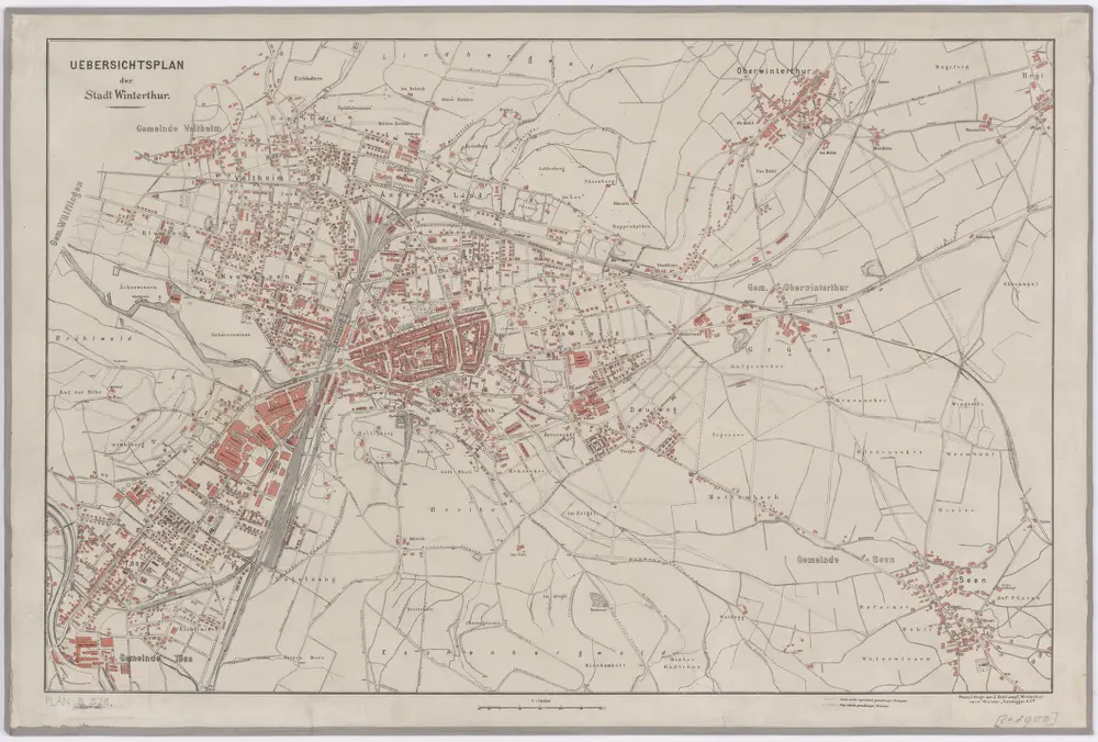 Winterthur, Oberwinterthur, Seen, Töss, Veltheim: Stadtgemeinde und umliegende Gemeinden; Übersichtsplan