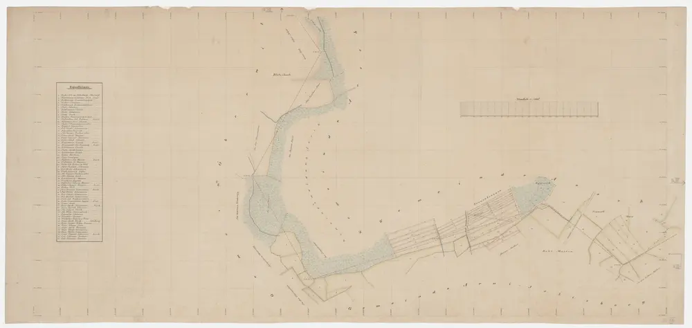 Grenze zwischen den Kantonen Zürich und Aargau bei Aesch; Grundriss mit Eigentümerangaben (Blatt XIII)