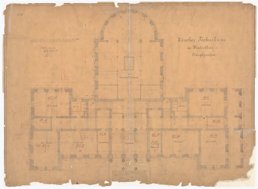 Winterthur: Technikum, Hauptgeschoss; Grundriss