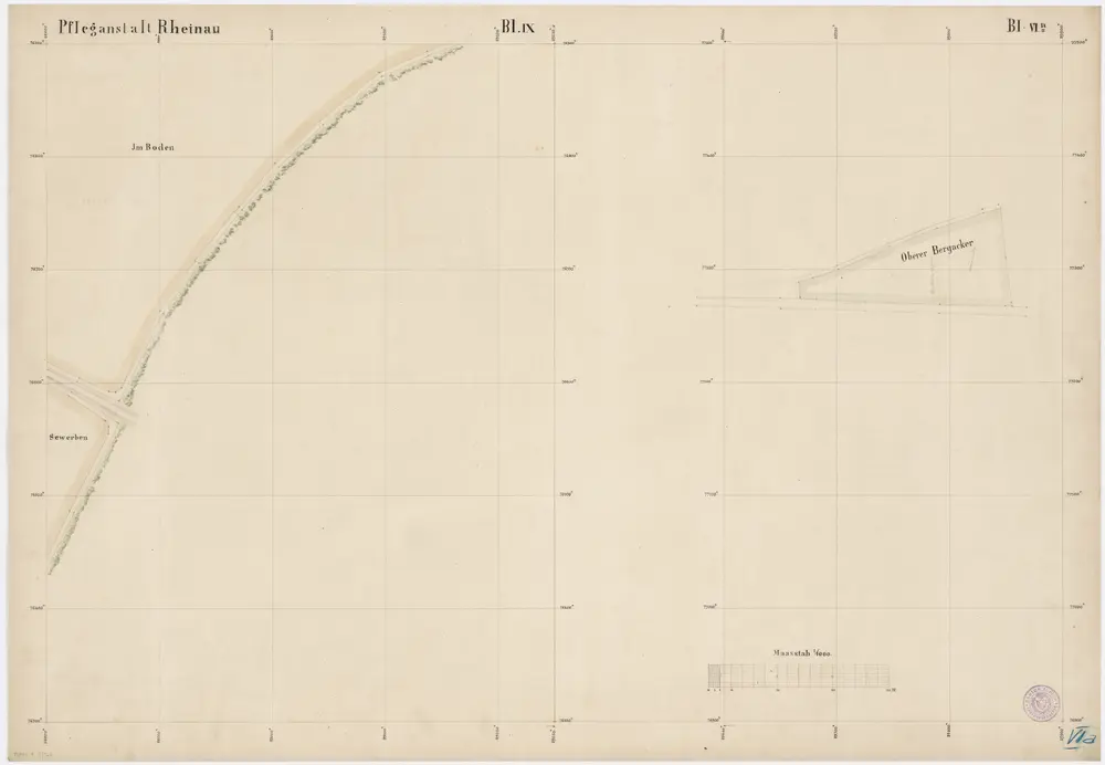 Pflegeanstalt Rheinau: Situationspläne: Blatt VI a und IX: Oberer Bergacker und Im Boden