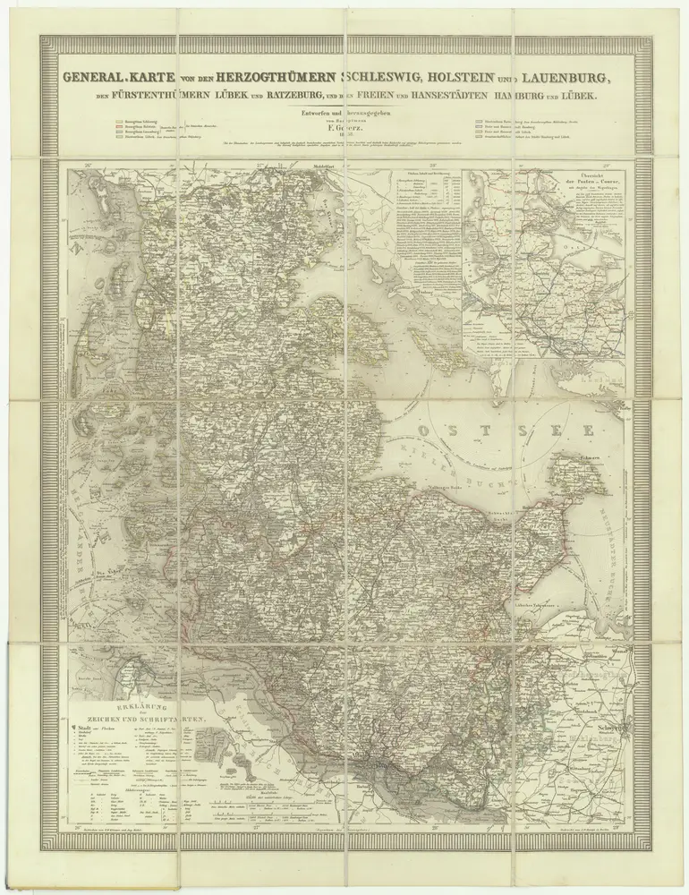 General-Karte von den Herzogthümern Schleswig, Holstein und Lauenburg, den Füstenthümern Lübeck und Ratzeburg, und den freien und Hansestädten Hamburg und Lübek