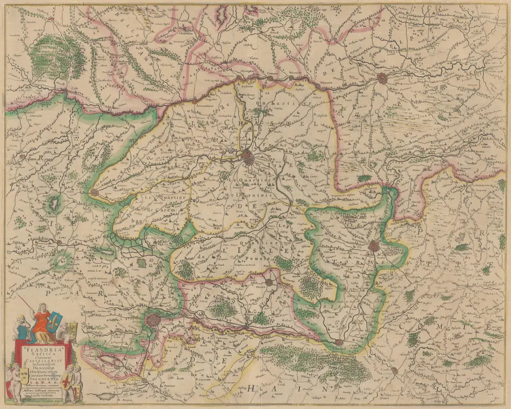 Flandria Gallica Continens Castellanias Insulensem Duacensem Orchianensem Civitatem Dominiumque Tornacense [Karte], in: Gerardi Mercatoris et I. Hondii Newer Atlas, oder, Grosses Weltbuch, Bd. 1, S. 425.