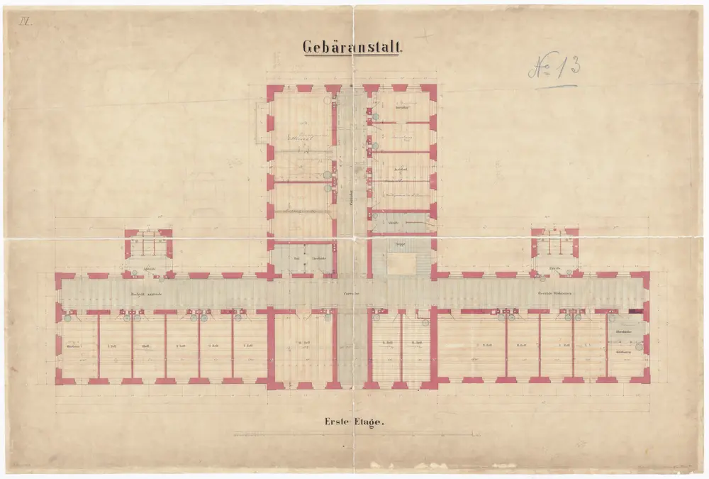 Gebäranstalt: 1. Stock; Grundriss