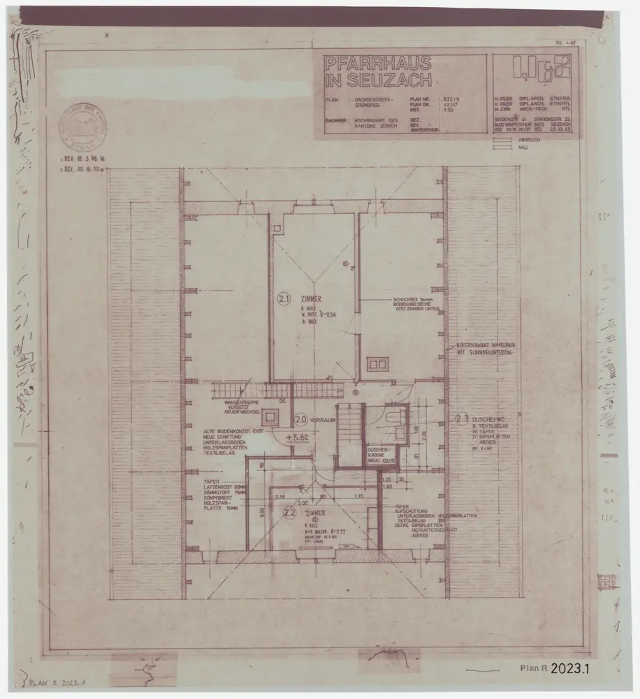 Seuzach: Pfarrhaus: Dachgeschoss; Grundriss