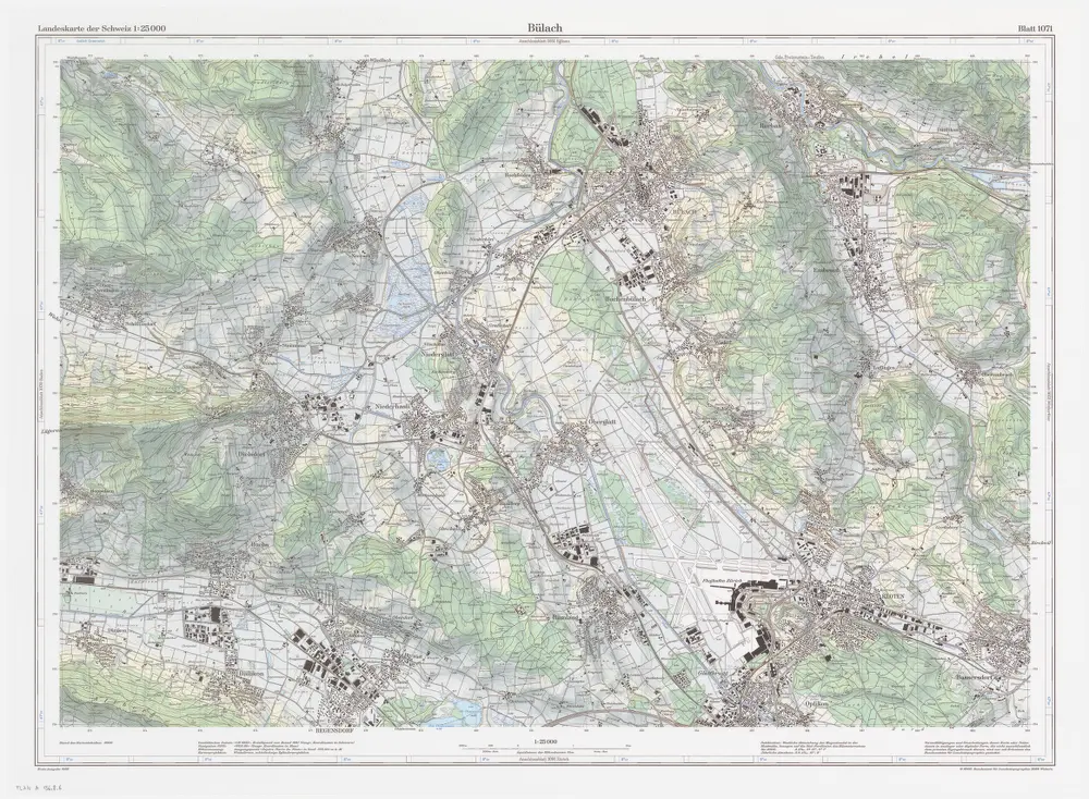 Landeskarte der Schweiz 1 : 25000: Den Kanton Zürich betreffende Blätter: Blatt 1071: Bülach