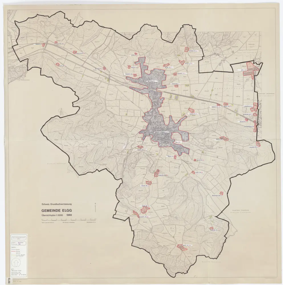 Elgg: Definition der Siedlungen für die eidgenössische Volkszählung am 01.12.1970; Siedlungskarte