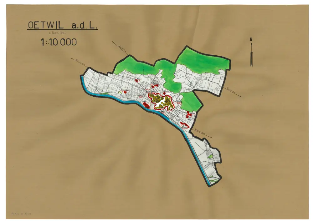 Oetwil an der Limmat: Definition der Siedlungen für die eidgenössische Volkszählung am 01.12.1950; Siedlungskarte