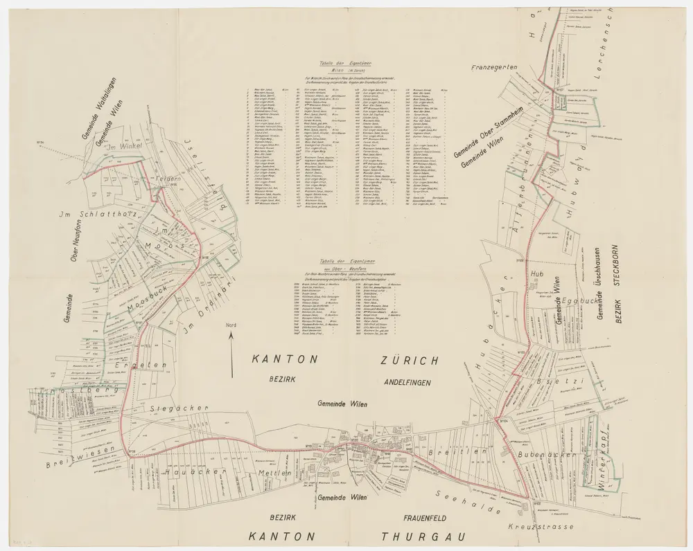 Grenze zwischen den Kantonen Zürich und Thurgau bei Wilen; Grundriss (Nr. 94-107)