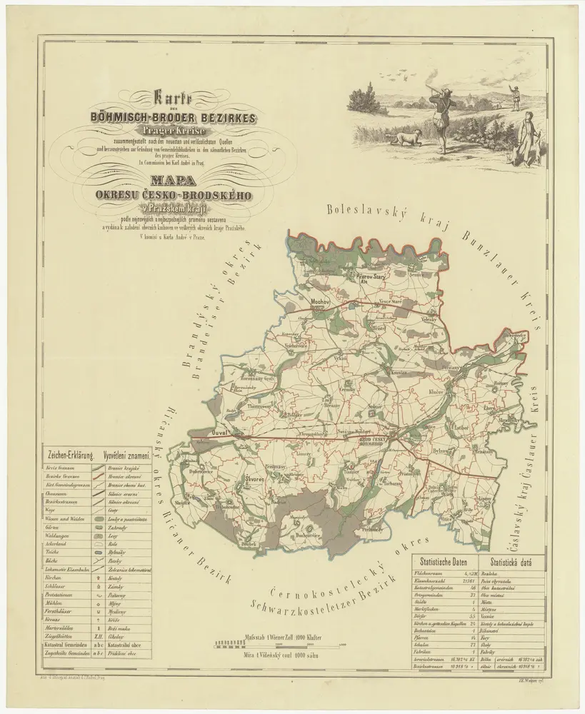 Karte des Böhmisch-Broden Bezirkes im Prager Kreise