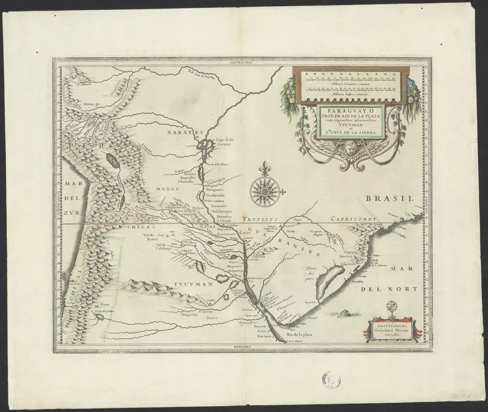 Paraguay, ó prov. de Rio de la Plata cum regionibus adjacentibus Tucuman et Sta. Cruz de la Sierra.