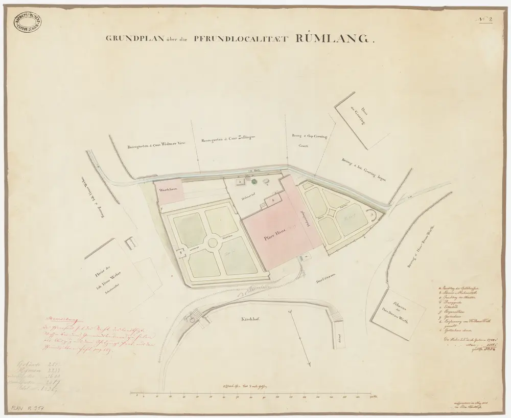 Rümlang: Pfrundlokalität mit Pfarrhaus und Umgebung; Grundriss (Nr. 2)