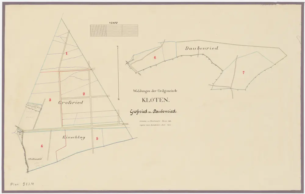 Kloten: Zivilgemeindewaldungen: Grossried, Daubenried; Grundrisse