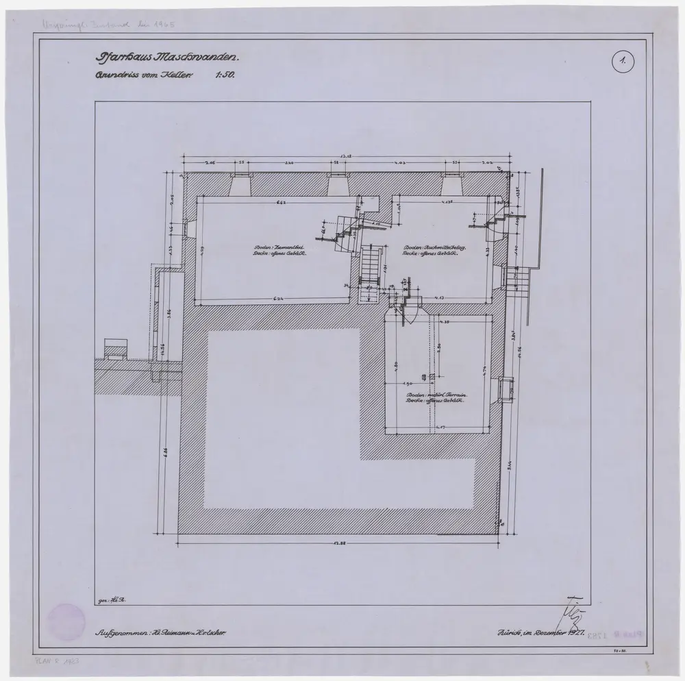 Maschwanden: Pfarrhaus, Keller; Grundriss (Nr. 1)