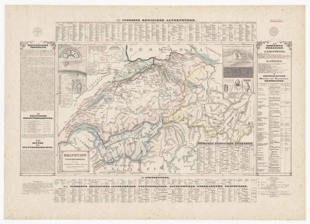 Historisch-geographischer Atlas der Schweiz: Karte I: Helvetien unter den Römern bis gegen die Mitte des 5. Jahrhunderts