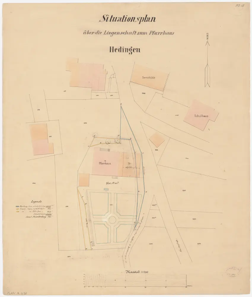 Hedingen: Pfarrhaus und Umgebung; Grundriss (Nr. 15)