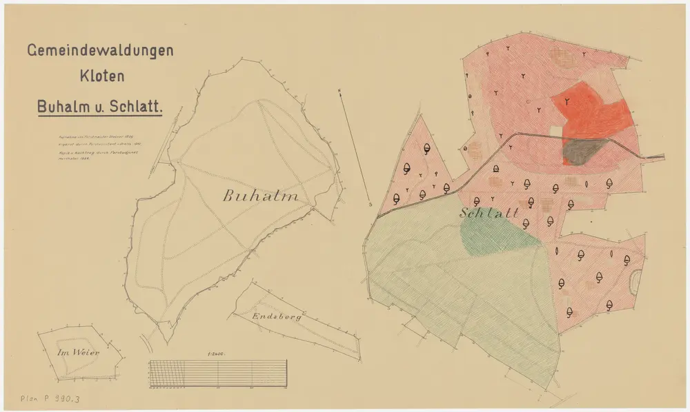 Kloten: Gemeindewaldungen: Buehalm (Buhalm), Schlatt, Weier, Äntschberg (Endsberg); Grundrisse