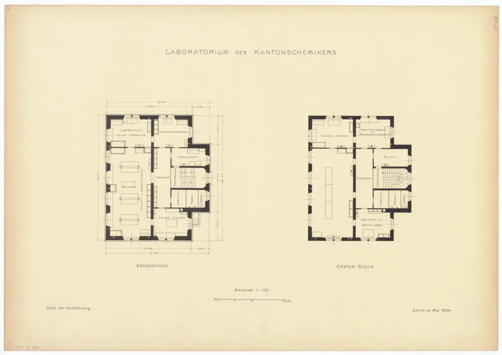 Laboratorium des Kantonschemikers: Erdgeschoss und 1. Stock; Grundrisse (Nr. 102)