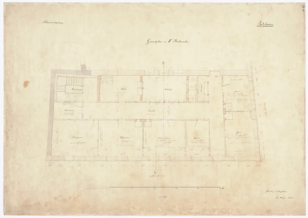 Salzhaus am Bellevue: Administration, 2. Stock; Grundriss