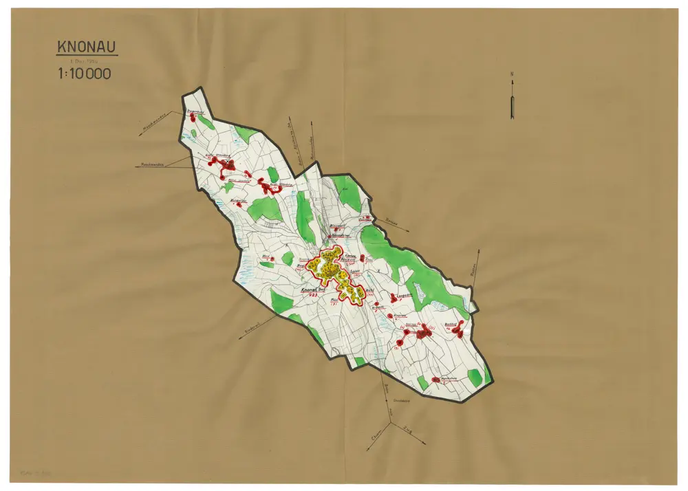 Knonau: Definition der Siedlungen für die eidgenössische Volkszählung am 01.12.1950; Siedlungskarte