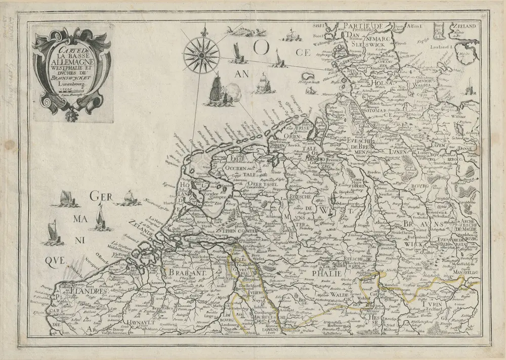 CARTE DE LA BASSE ALLEMAGNE WESTPHALIE ET DUCHES DE BRAUNSWYCK ET Lunenbourg.