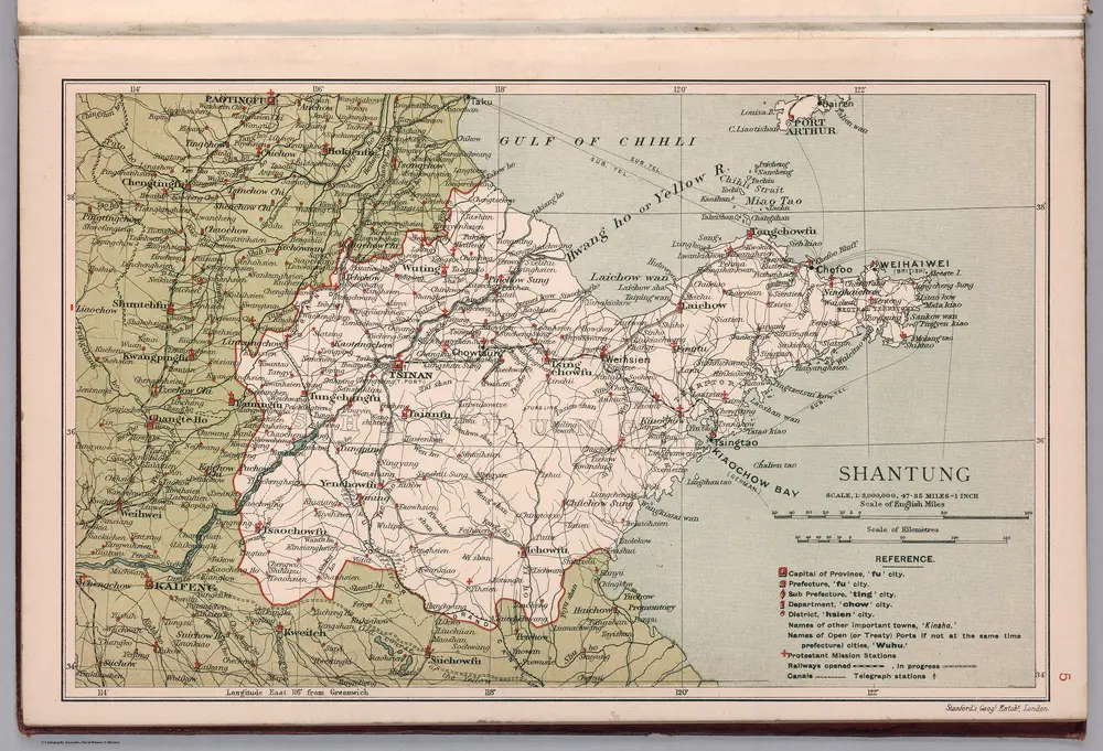 Shantung. Stanford's Geographical Establishment