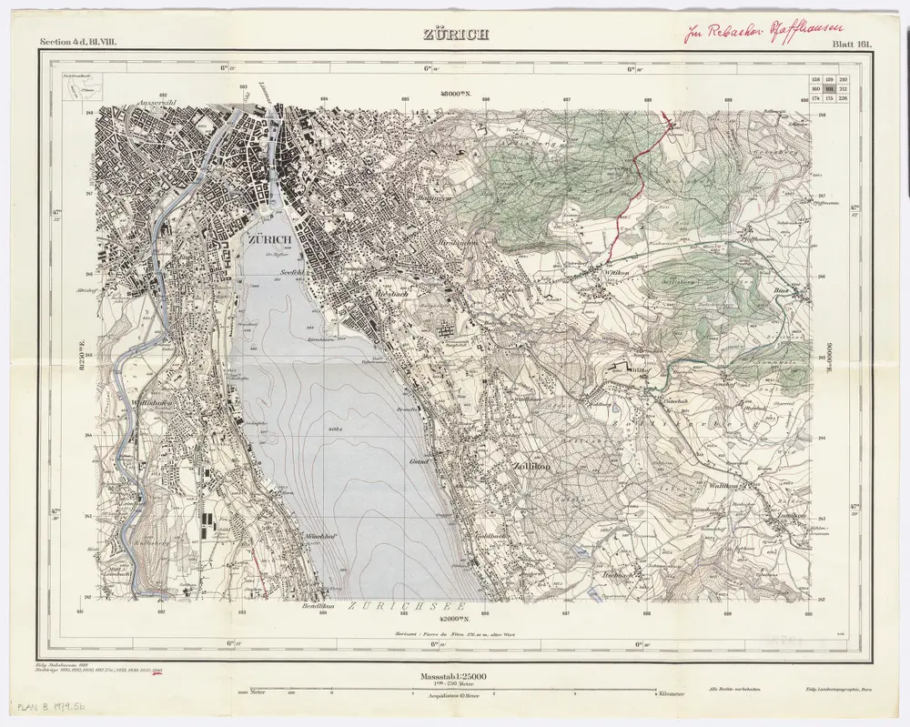 Topographischer Atlas der Schweiz (Siegfried-Karte): Blatt 161: Zürich