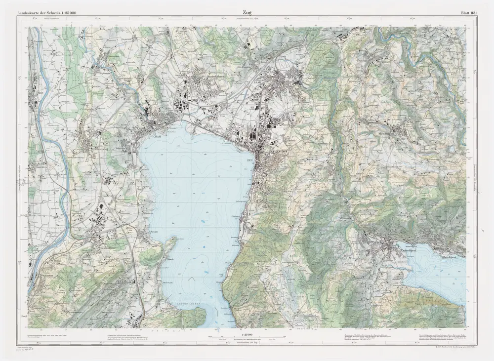 Landeskarte der Schweiz 1 : 25000: Den Kanton Zürich betreffende Blätter: Blatt 1131: Zug