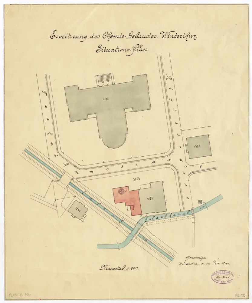 Winterthur: Technikum, Chemiegebäude, Erweiterung; Situationsplan