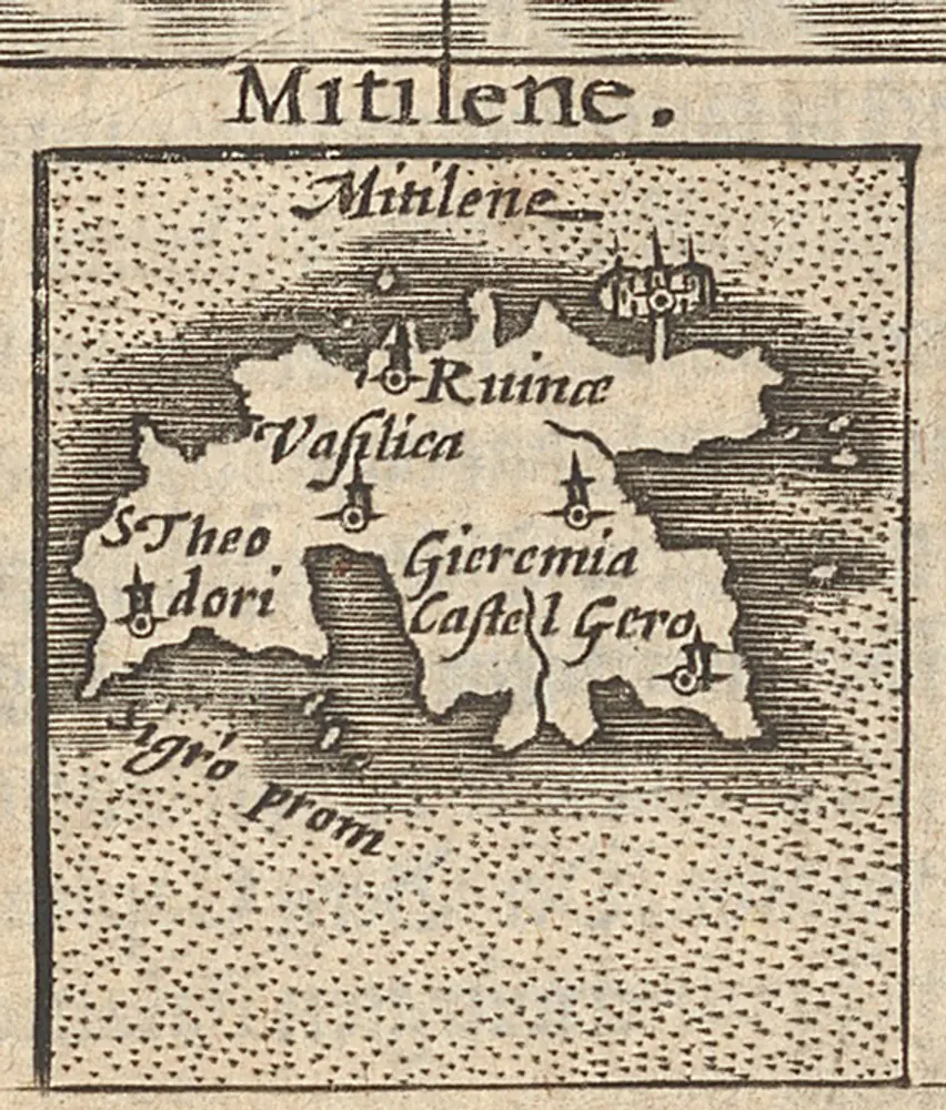 Mitilene. [Karte], in: [Atlas Minor], S. 630.