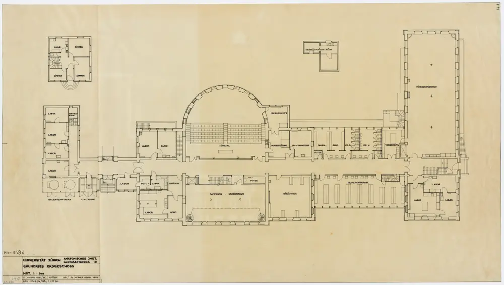 Zürich: Universität, Anatomie, Erdgeschoss; Grundriss