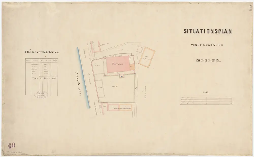 Meilen: Pfrundgut mit Pfarrhaus und Umgebung; Grundriss