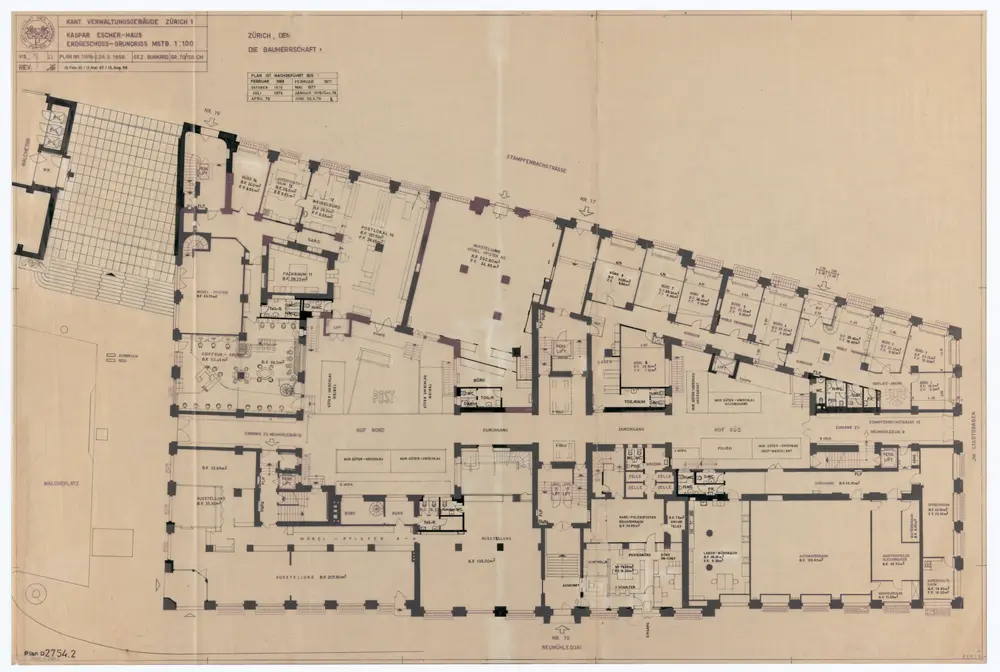 Kaspar-Escher-Haus: Kantonale Verwaltung; Grundrisse: Erdgeschoss; Grundriss