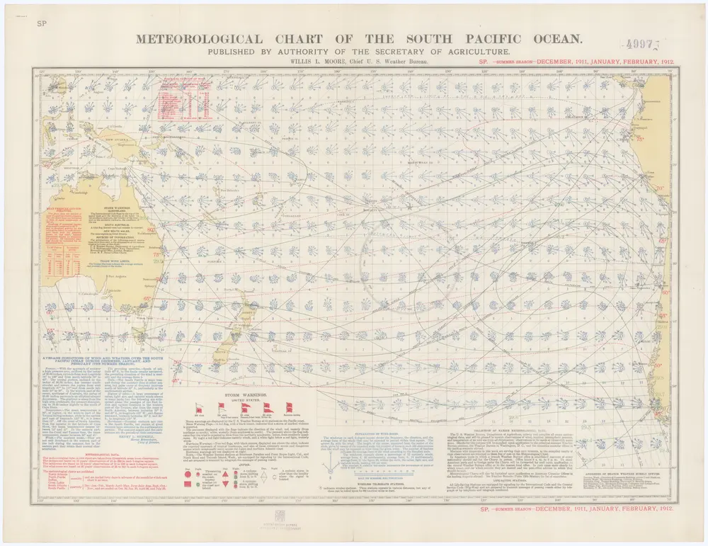 Meteorological chart of the South Pacific Ocean