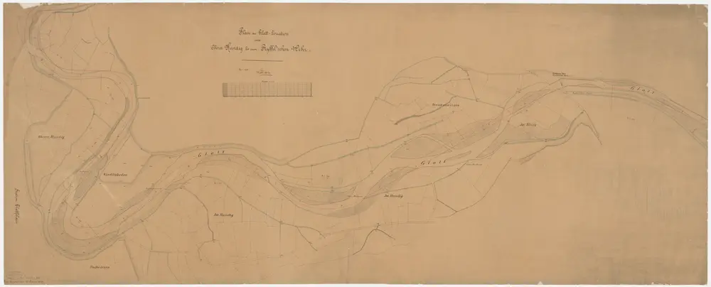 Glattfelden: Oberer Hundig bis unterhalb des Spinnereiwehrs in Glattfelden, Glattkorrektion, alter Glattlauf; Situationsplan
