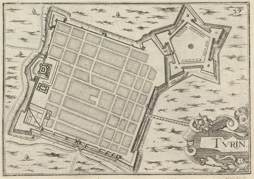 Turin. [Karte], in: Plans et profilz des principales villes de la province de Dauphiné, avec la carte genale & les particuliéres de chascũ gouvernement d'icelles, S. 78.