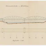 Mühlau AG: Projektierte Brücke über die Reuss; Seitenansicht und Grundriss