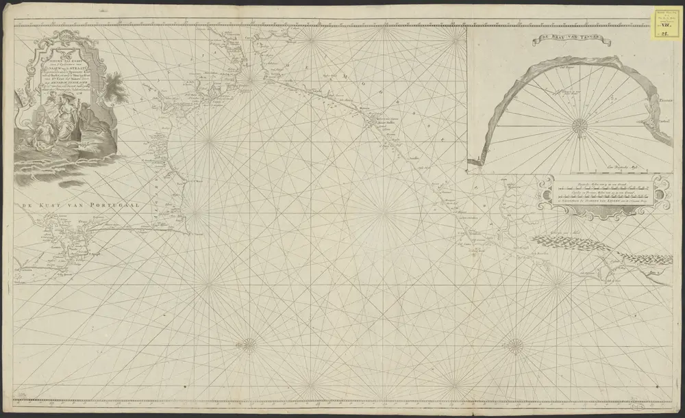 Nieuwe pas-kaart van 't opkoomen van 't Naauw van de Straat, beginnende aan de Spaansse kust, van de Barles, en aan de Moorsse kust, van Sta. Cruz het Naauw