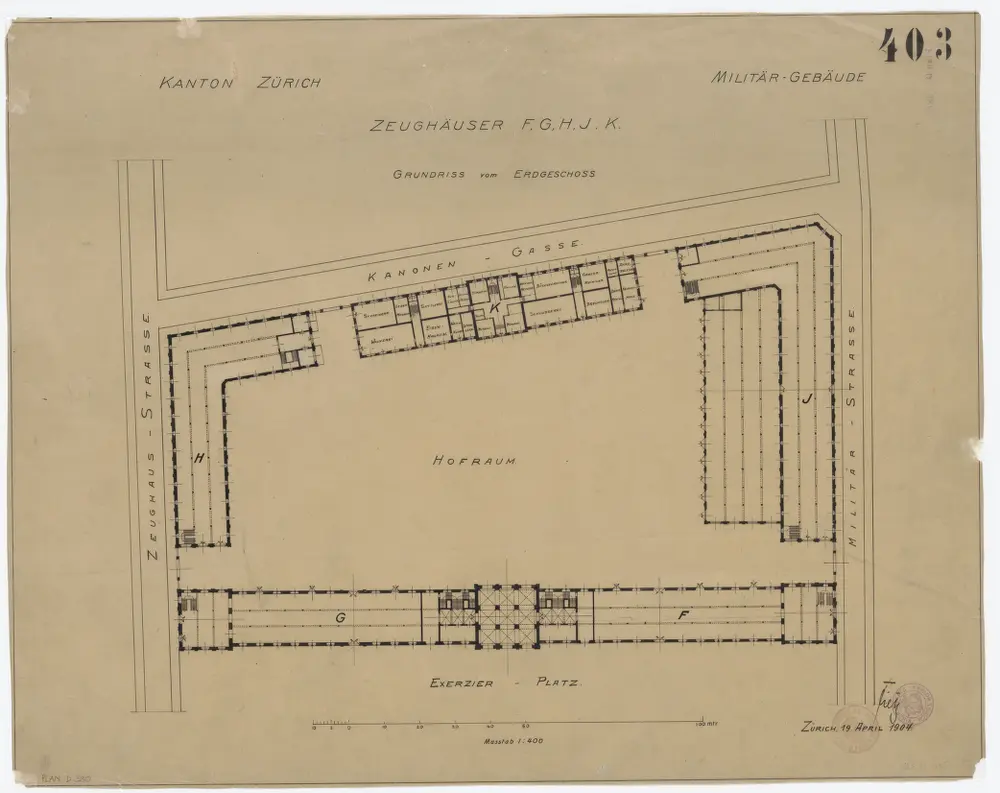 Zeughaus, Gebäude F-K: Erdgeschoss; Grundriss