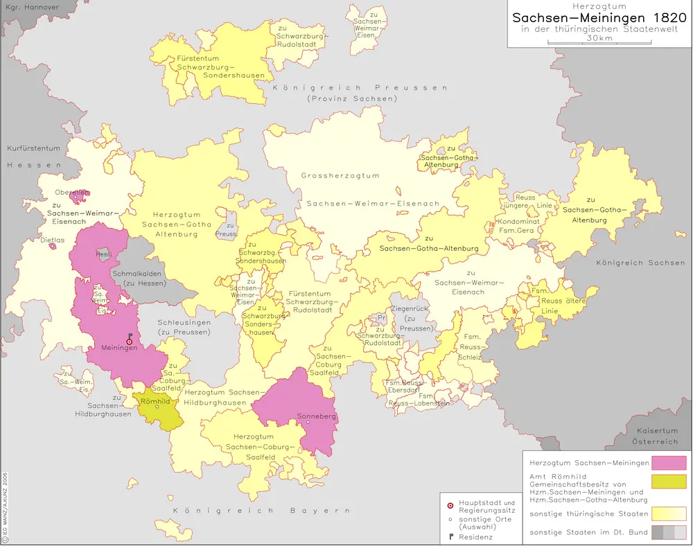 Herzogtum Sachsen-Meiningen 1820 in der thüringischen Staatenwelt