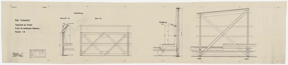Turbenthal: Tössbrücke bei Friedtal: Ersatz des bestehenden Geländers; Seitenansicht und Schnitte