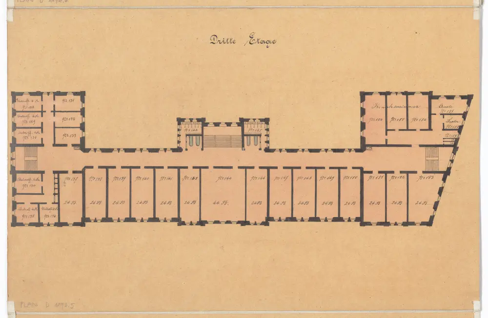 Kaserne und Kriegskommisariat: Grundrisse: 3. Stock; Grundriss