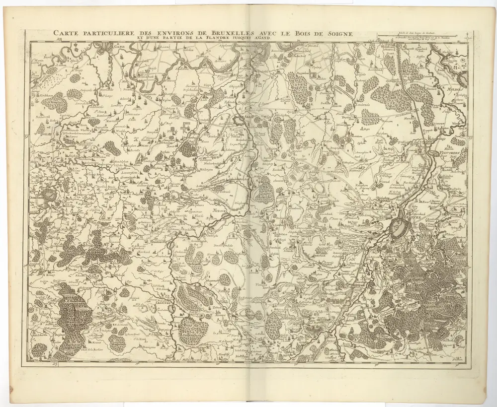 Carte particuliere des environs de Bruxelles avec le Bois de Soigne et d'une partie de la Flandre jusques a Gand