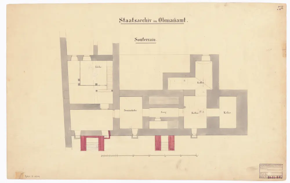 Staatsarchiv im Obmannamt: Untergeschoss; Grundriss