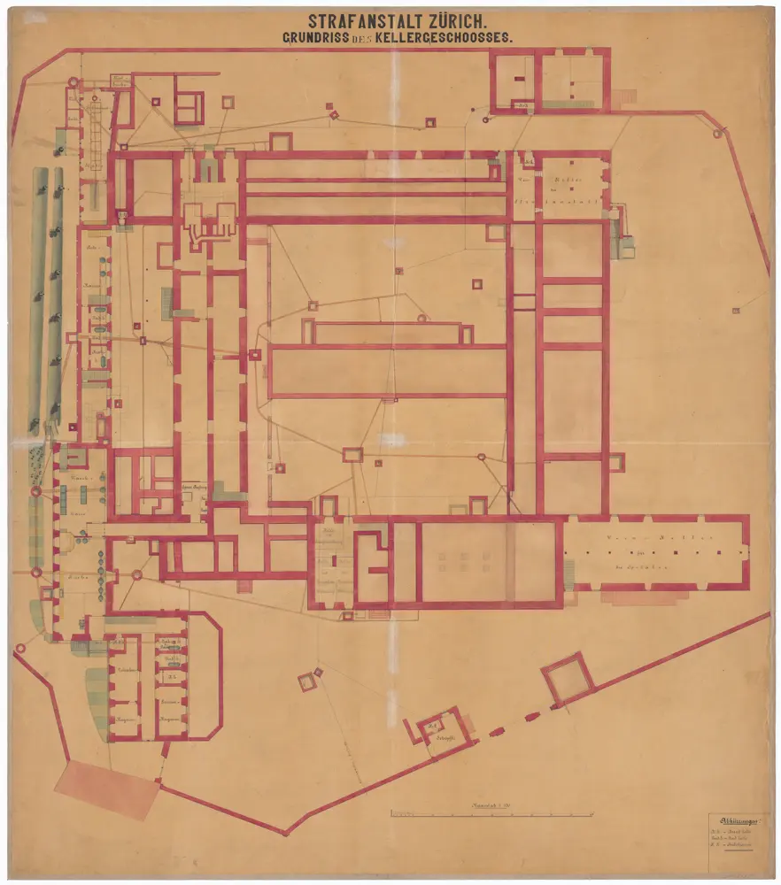 Kantonale Strafanstalt Oetenbach: Um- und Ausbau; Kellergeschoss; Grundriss