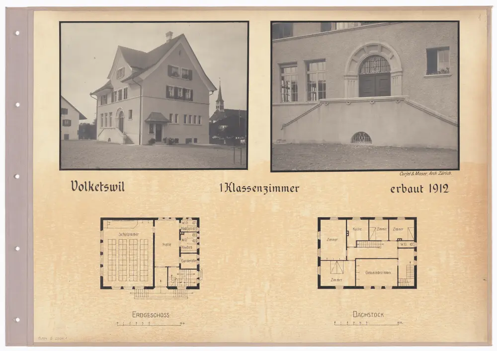 Schulhäuser des Kantons Zürich: Volketswil, Schulhaus; Grundrisse und Fotos des Gebäudes