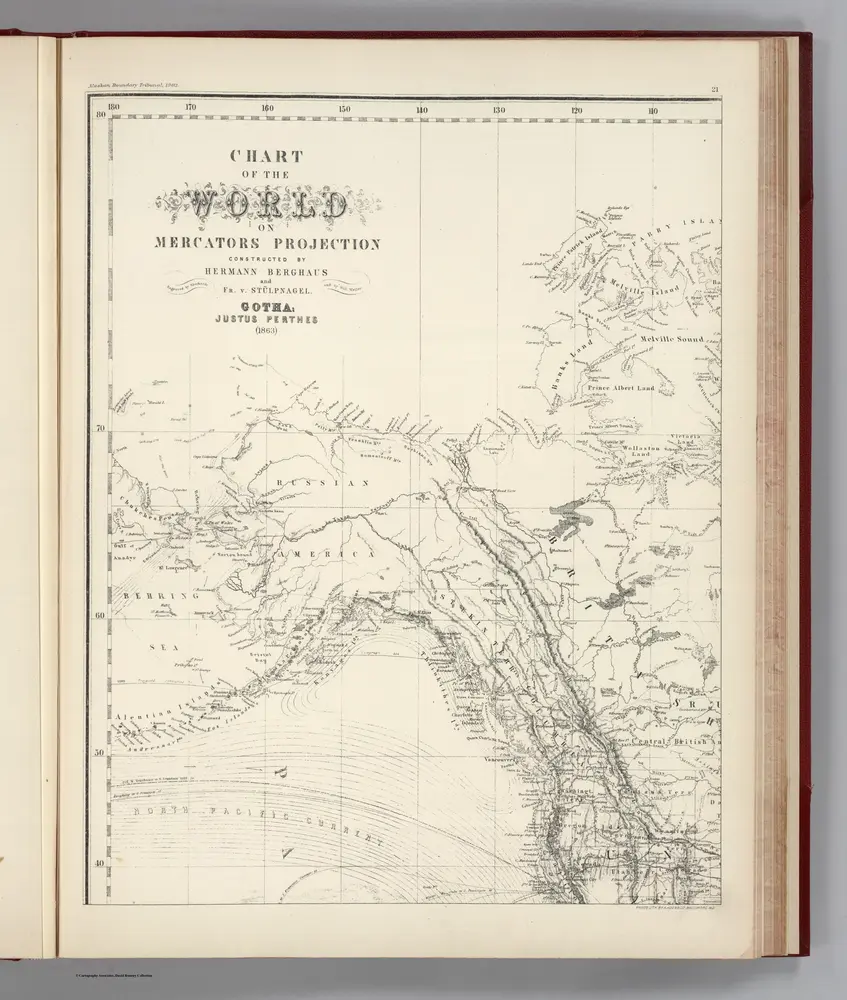 Facsimile:  Berghaus's Chart of the World (portion).