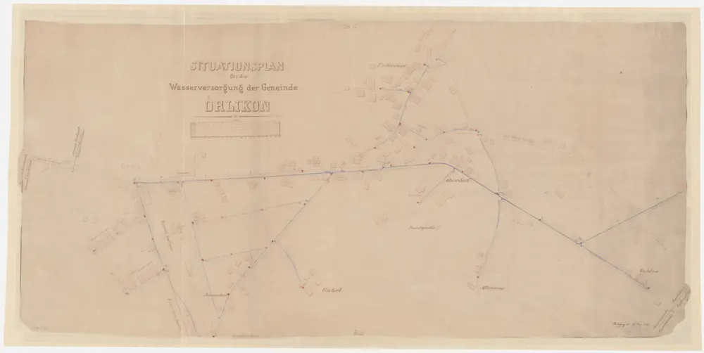 Oerlikon: Wasserversorgung von der Grenze mit Unterstrass bis zur Grenze mit Seebach; Situationsplan