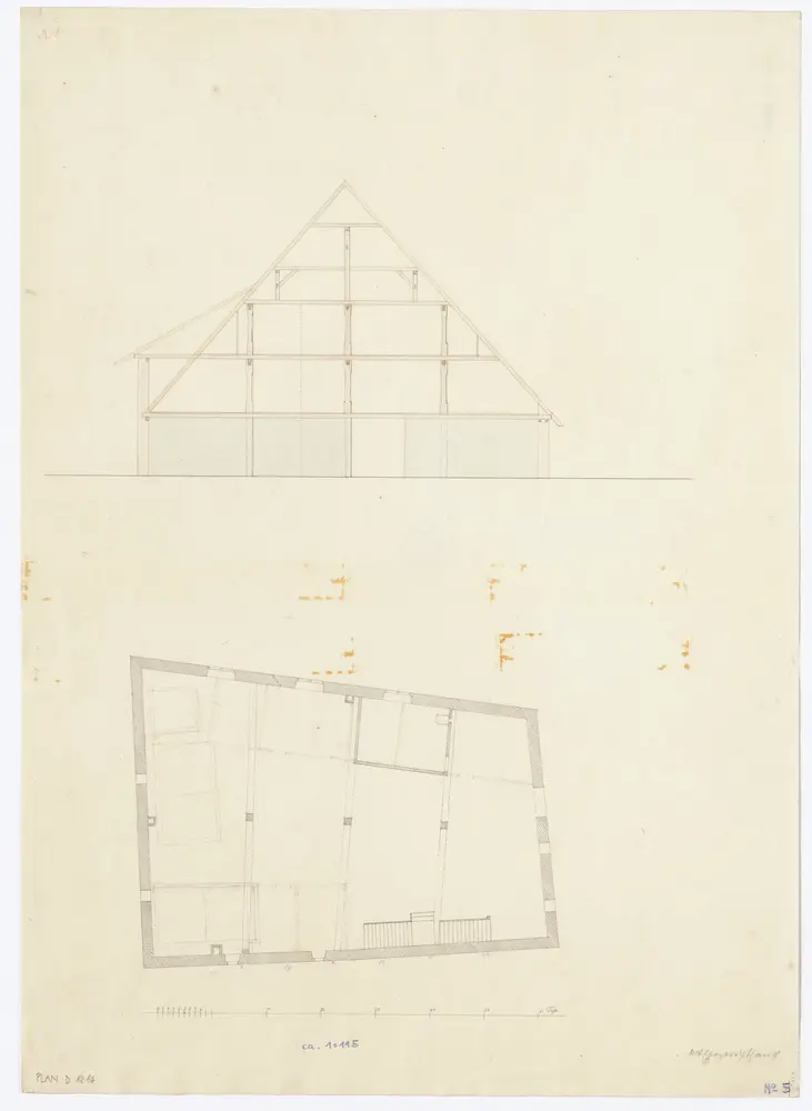 Metzghalle (altes Ehegerichtshaus): Grundriss (Erdgeschoss) und Schnitt