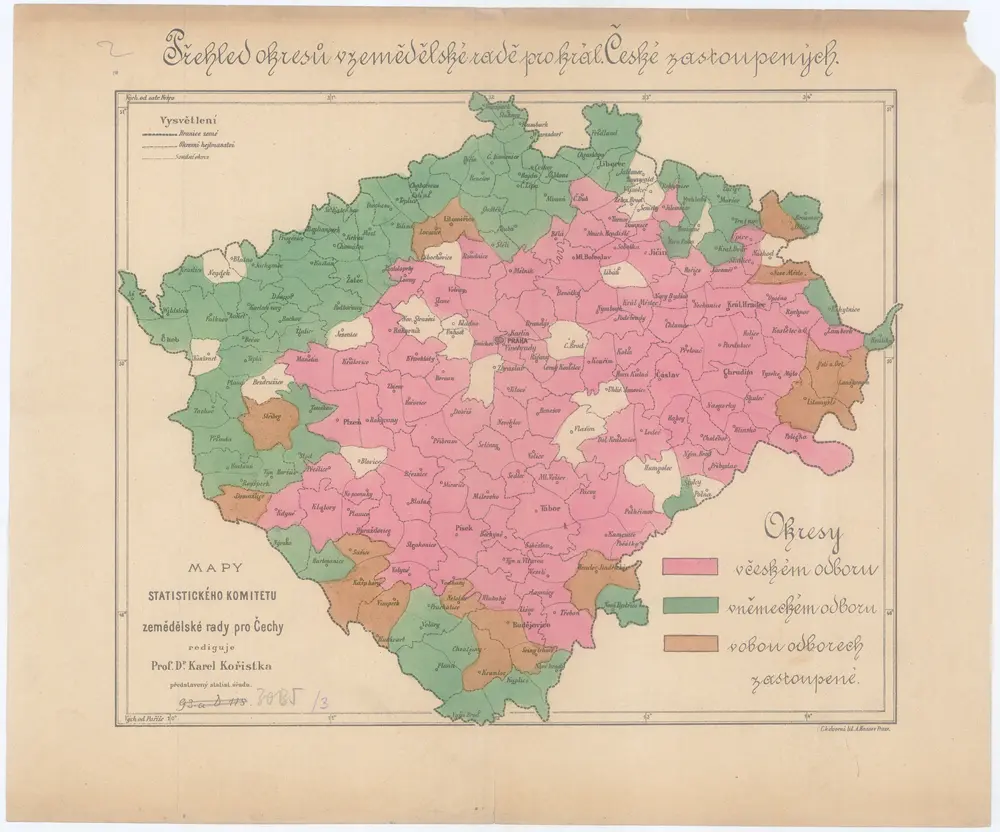 Přehled okresů v zemědělské radě pro král. [sic] české zastoupených